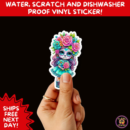 SUGAR SKULL STICKERS Day of the Dead Aesthetic Sticker Pack for Journals Laptops Water Bottles Halloween Decor and Spooky Season Gifts