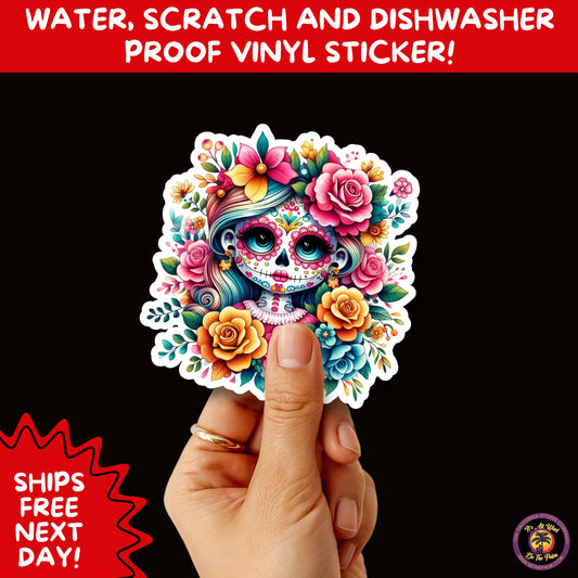 SUGAR SKULL STICKERS Day of the Dead Aesthetic Sticker Pack for Journals Laptops Water Bottles Halloween Decor and Spooky Season Gifts