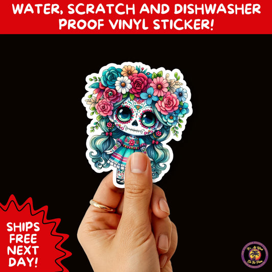 SUGAR SKULL STICKERS Day of the Dead Aesthetic Sticker Pack for Journals Laptops Water Bottles Halloween Decor and Spooky Season Gifts