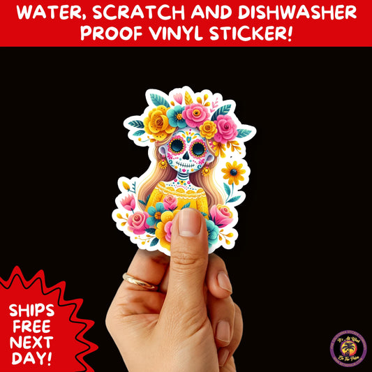 SUGAR SKULL STICKERS Day of the Dead Aesthetic Sticker Pack for Journals Laptops Water Bottles Halloween Decor and Spooky Season Gifts