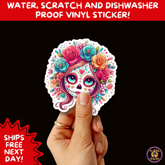 SUGAR SKULL STICKERS Day of the Dead Aesthetic Sticker Pack for Journals Laptops Water Bottles Halloween Decor and Spooky Season Gifts