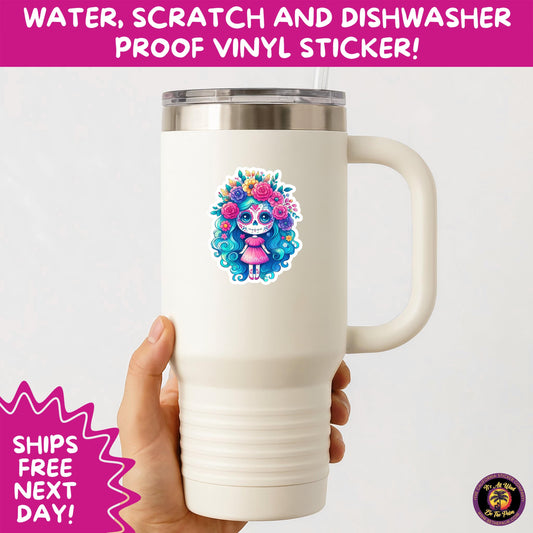 SUGAR SKULL STICKERS Day of the Dead Aesthetic Sticker Pack for Journals Laptops Water Bottles Halloween Decor and Spooky Season Gifts