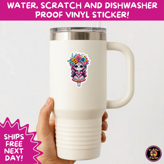 SUGAR SKULL STICKERS Day of the Dead Aesthetic Sticker Pack for Journals Laptops Water Bottles Halloween Decor and Spooky Season Gifts