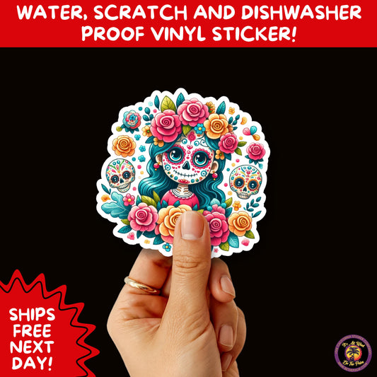 SUGAR SKULL STICKERS Day of the Dead Aesthetic Sticker Pack for Journals Laptops Water Bottles Halloween Decor and Spooky Season Gifts
