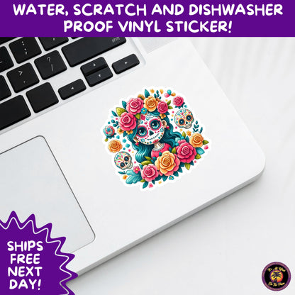 SUGAR SKULL STICKERS Day of the Dead Aesthetic Sticker Pack for Journals Laptops Water Bottles Halloween Decor and Spooky Season Gifts