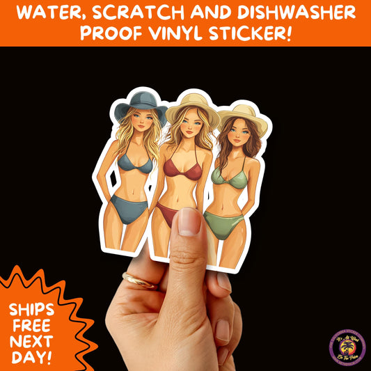FUN BEACH STICKERS with Bikini Designs, Perfect for Travel Journals, Water Bottles, Tumblers, Laptops, Scrapbooks, and Summer Decor