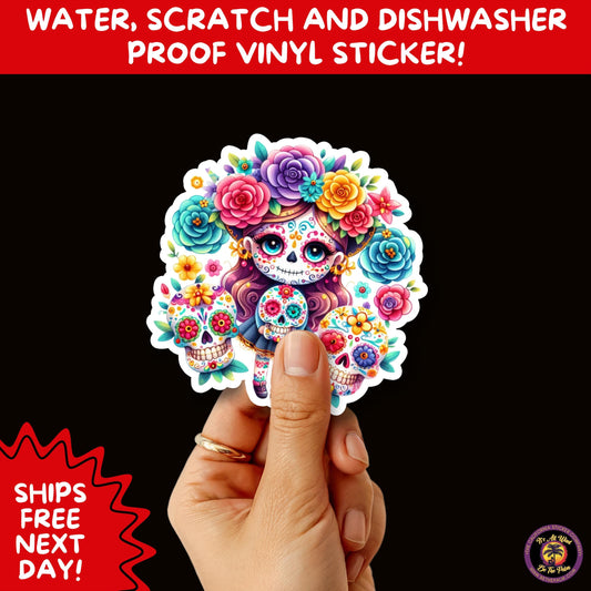 SUGAR SKULL STICKERS Day of the Dead Aesthetic Sticker Pack for Journals Laptops Water Bottles Halloween Decor and Spooky Season Gifts