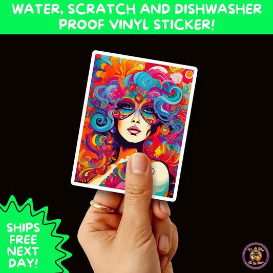 PSYCHEDELIC ART STICKERS | Trippy Groovy Vinyl Decals for Journals, Water Bottles, Laptops, Hippie Aesthetic Stickers for Vibe Lovers