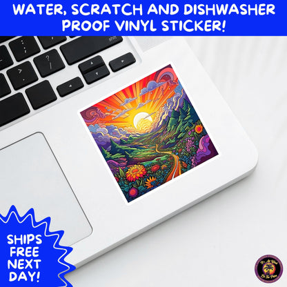 PSYCHEDELIC ART STICKERS | Trippy Groovy Vinyl Decals for Journals, Water Bottles, Laptops, Hippie Aesthetic Stickers for Vibe Lovers