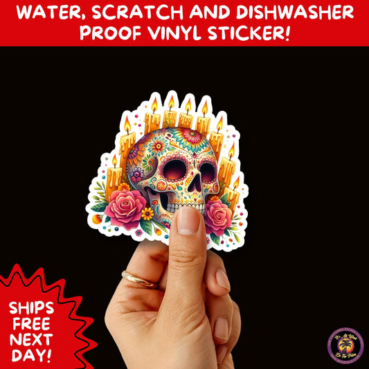 SUGAR SKULL STICKERS Day of the Dead Aesthetic Sticker Pack for Journals Laptops Water Bottles Halloween Decor and Spooky Season Gifts