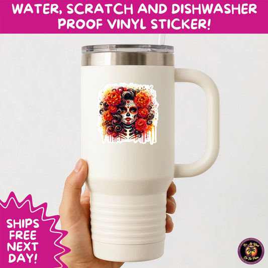 SUGAR SKULL STICKERS Day of the Dead Aesthetic Sticker Pack for Journals Laptops Water Bottles Halloween Decor and Spooky Season Gifts