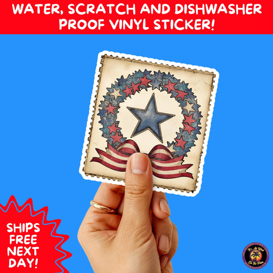 4th of july | sticker pack independence day vinyl decals, usa flag, fireworks, red white blue summer holiday patriotic sticker set