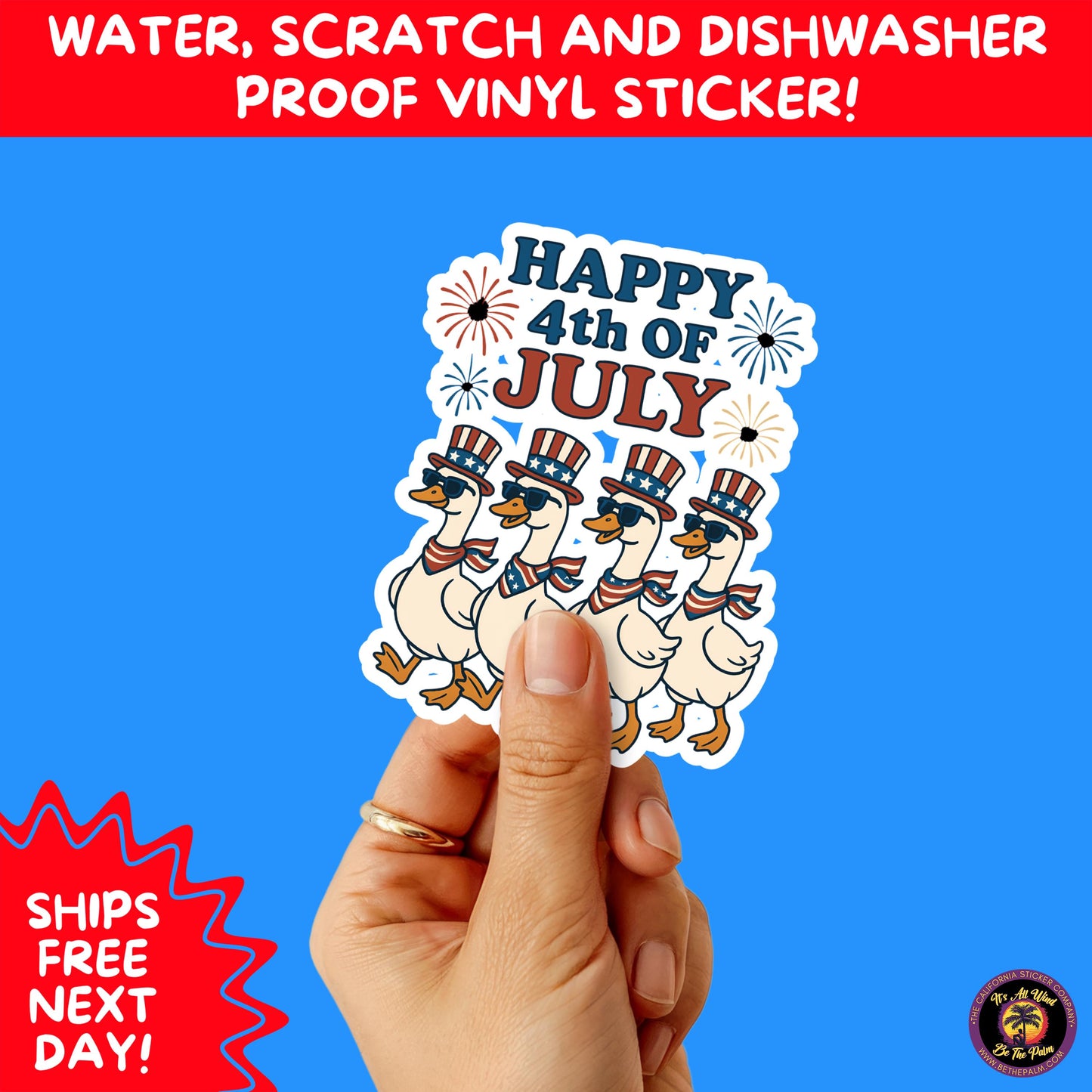 4TH OF JULY | Sticker Pack Independence Day Vinyl Decals, USA Flag, Fireworks, Red White Blue Summer Holiday Patriotic Sticker Set