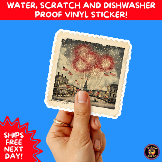 4TH OF JULY | Sticker Pack Independence Day Vinyl Decals, USA Flag, Fireworks, Red White Blue Summer Holiday Patriotic Sticker Set