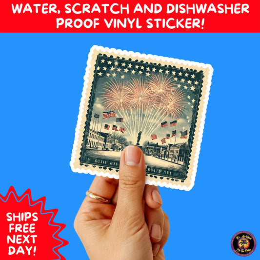 4TH OF JULY | Sticker Pack Independence Day Vinyl Decals, USA Flag, Fireworks, Red White Blue Summer Holiday Patriotic Sticker Set