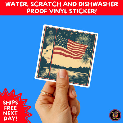 4TH OF JULY | Sticker Pack Independence Day Vinyl Decals, USA Flag, Fireworks, Red White Blue Summer Holiday Patriotic Sticker Set