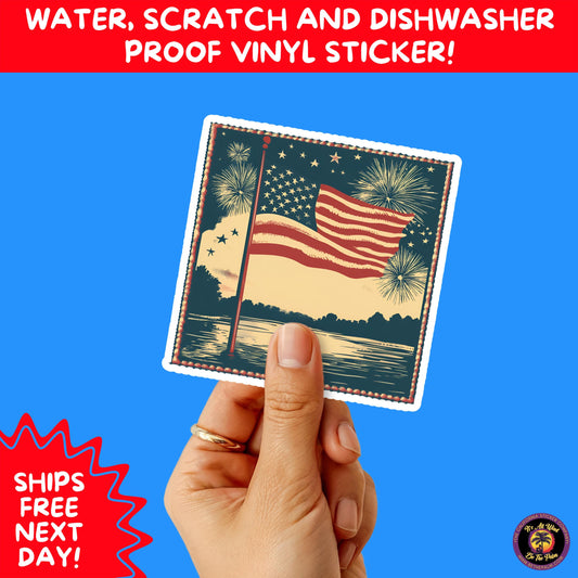 4TH OF JULY | Sticker Pack Independence Day Vinyl Decals, USA Flag, Fireworks, Red White Blue Summer Holiday Patriotic Sticker Set