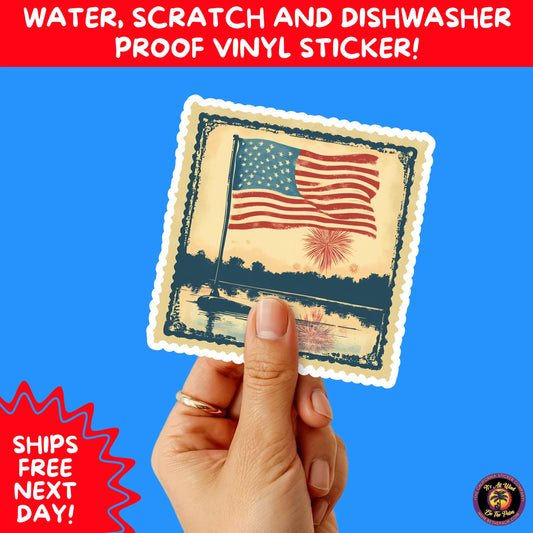 4TH OF JULY | Sticker Pack Independence Day Vinyl Decals, USA Flag, Fireworks, Red White Blue Summer Holiday Patriotic Sticker Set