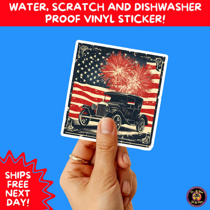 4TH OF JULY | Sticker Pack Independence Day Vinyl Decals, USA Flag, Fireworks, Red White Blue Summer Holiday Patriotic Sticker Set