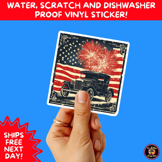 4TH OF JULY | Sticker Pack Independence Day Vinyl Decals, USA Flag, Fireworks, Red White Blue Summer Holiday Patriotic Sticker Set