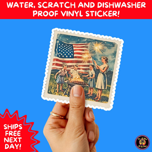 4TH OF JULY | Sticker Pack Independence Day Vinyl Decals, USA Flag, Fireworks, Red White Blue Summer Holiday Patriotic Sticker Set