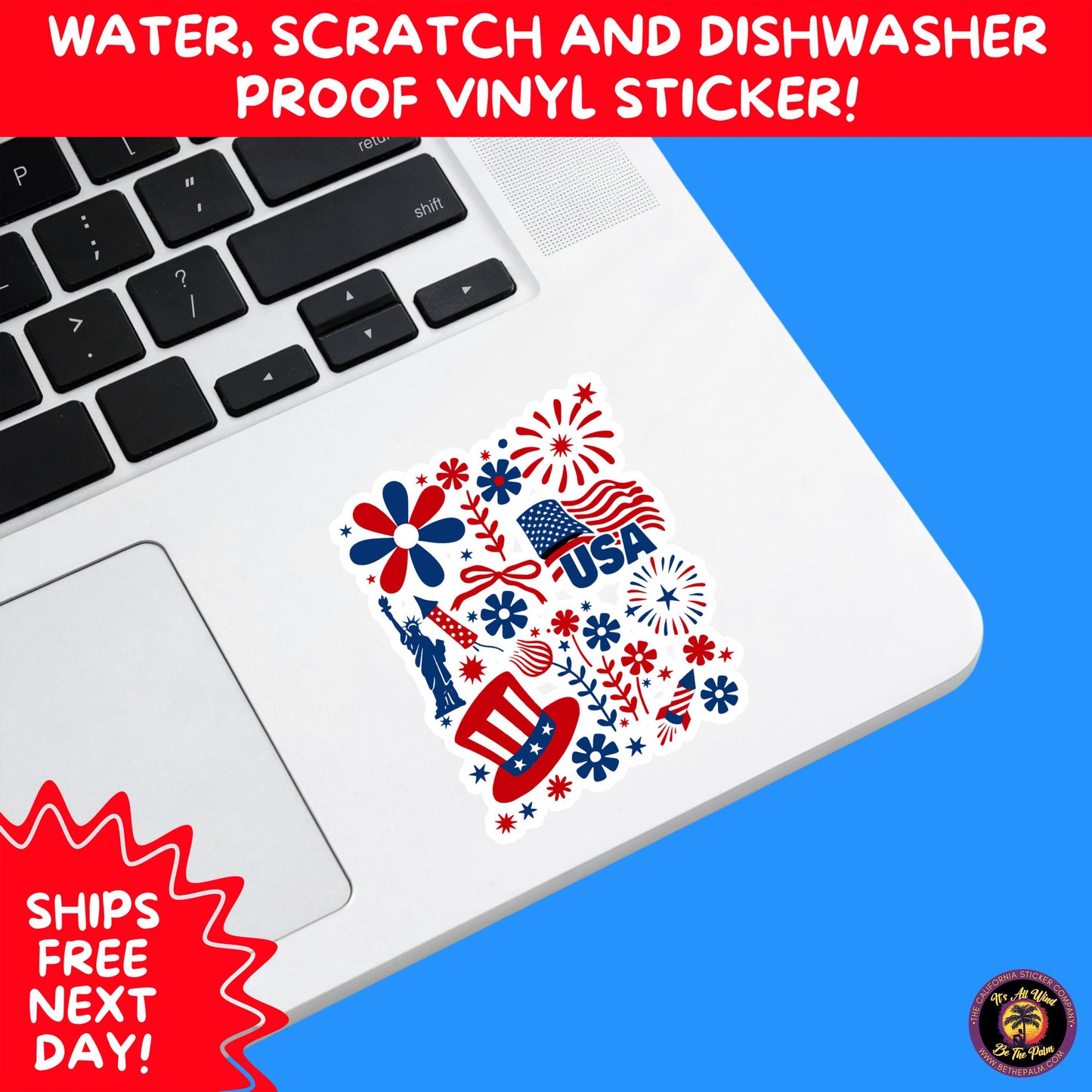 4TH OF JULY | Sticker Pack Independence Day Vinyl Decals, USA Flag, Fireworks, Red White Blue Summer Holiday Patriotic Sticker Set