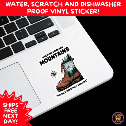 HIKING STICKERS | Set Waterproof Vinyl Decals Ideal for Backpacks Journals Cars Perfect Gift for Trail Walkers Campers and Outdoor Fans