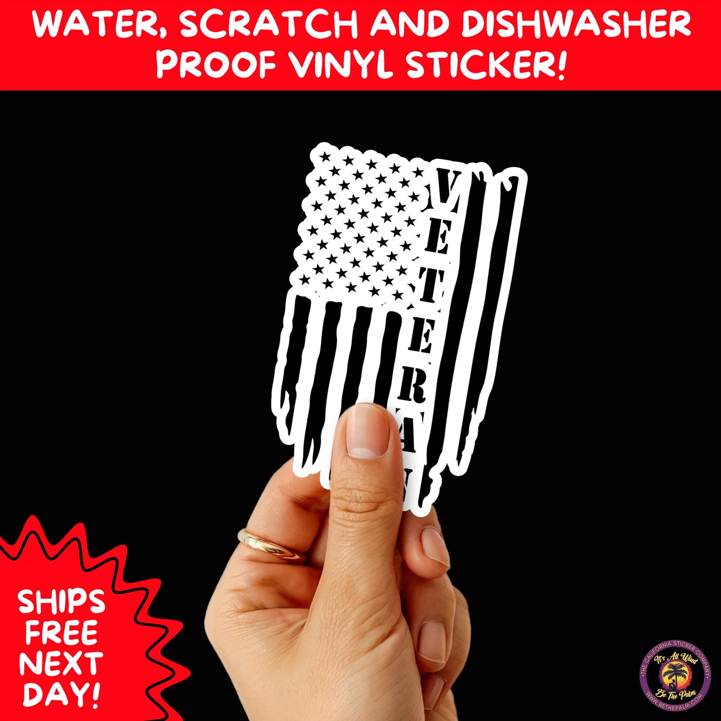 VETERAN STICKERS | Veteran Made Patriotic Vinyl Decals for Military Support, Army Navy Marine Veteran Gifts, American Flag Bumper Sticker