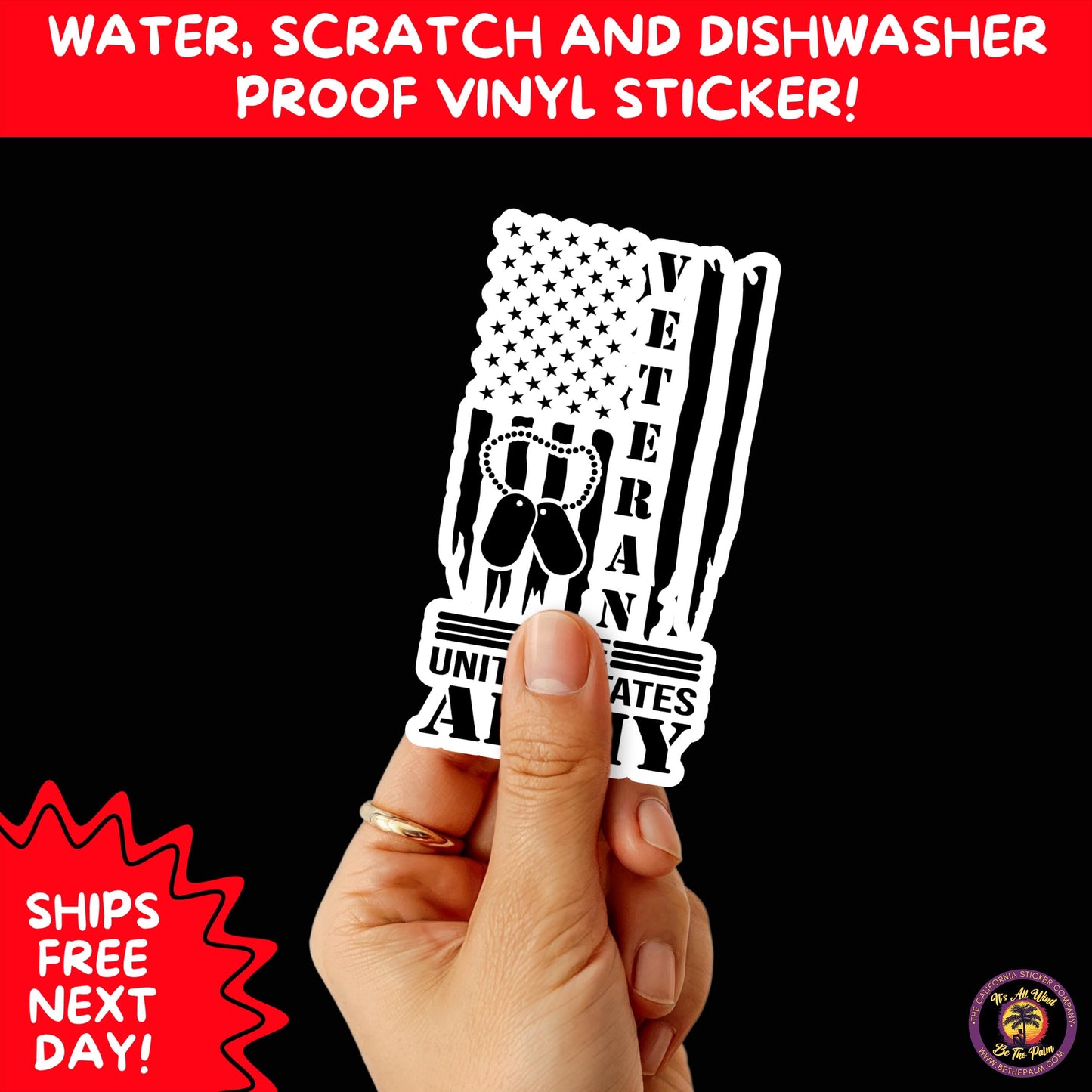 VETERAN STICKERS | Veteran Made Patriotic Vinyl Decals for Military Support, Army Navy Marine Veteran Gifts, American Flag Bumper Sticker