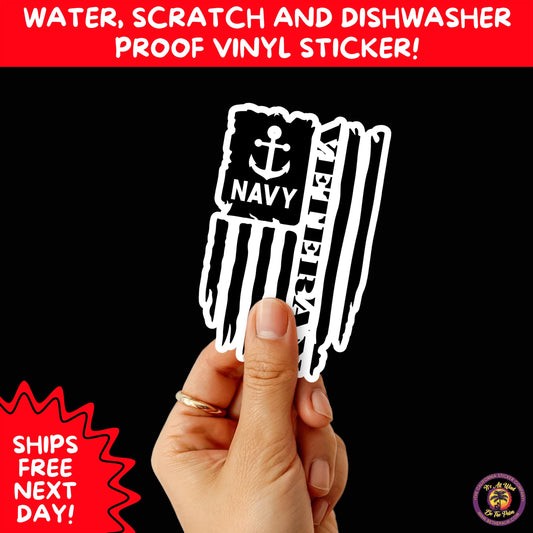VETERAN STICKERS | Veteran Made Patriotic Vinyl Decals for Military Support, Army Navy Marine Veteran Gifts, American Flag Bumper Sticker