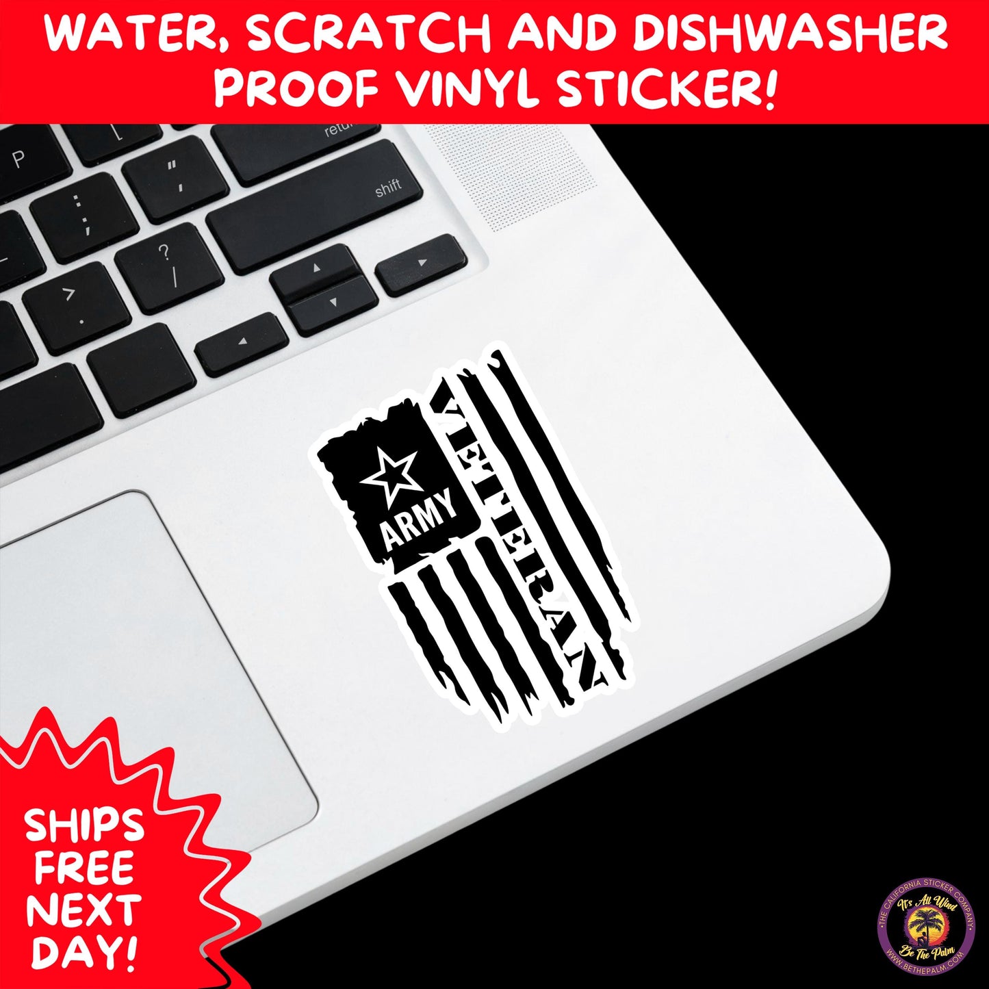 VETERAN STICKERS | Veteran Made Patriotic Vinyl Decals for Military Support, Army Navy Marine Veteran Gifts, American Flag Bumper Sticker