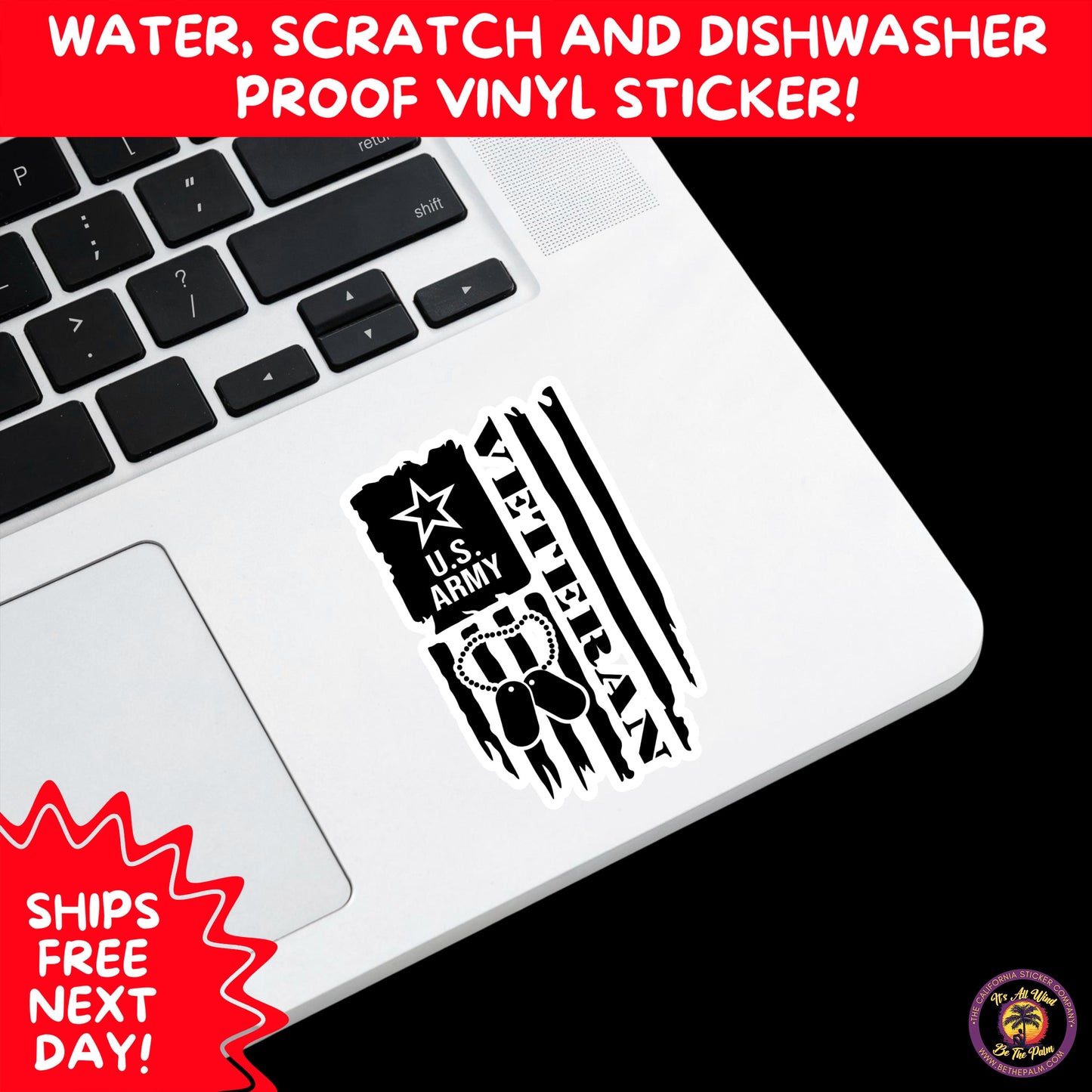 VETERAN STICKERS | Veteran Made Patriotic Vinyl Decals for Military Support, Army Navy Marine Veteran Gifts, American Flag Bumper Sticker