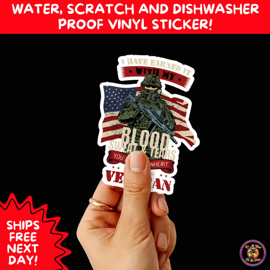 VETERAN STICKERS | Veteran Made Patriotic Vinyl Decals for Military Support, Army Navy Marine Veteran Gifts, American Flag Bumper Sticker