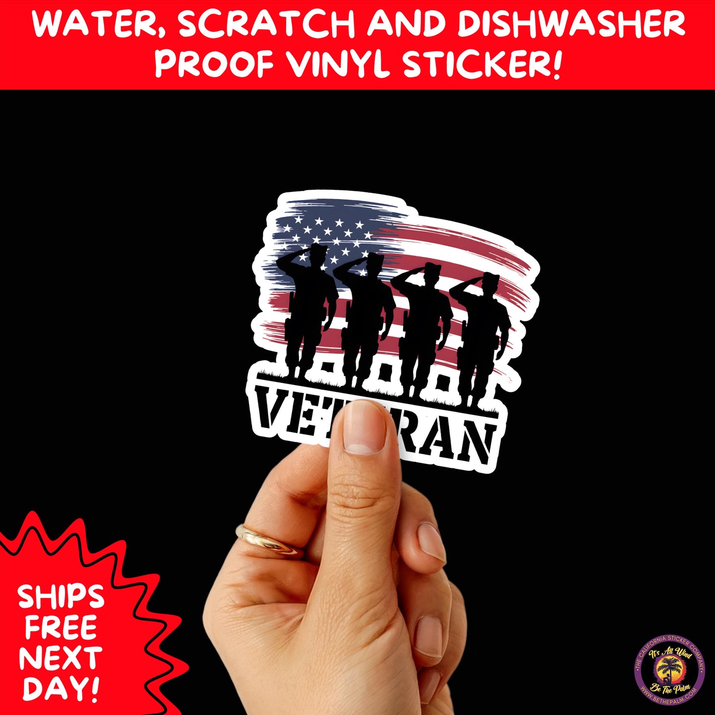 VETERAN STICKERS | Veteran Made Patriotic Vinyl Decals for Military Support, Army Navy Marine Veteran Gifts, American Flag Bumper Sticker