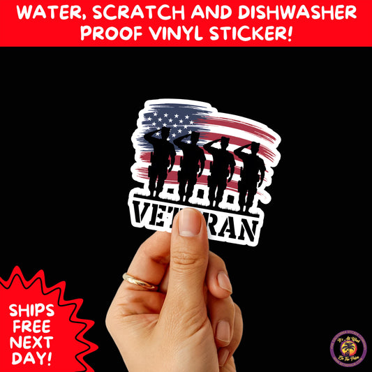 VETERAN STICKERS | Veteran Made Patriotic Vinyl Decals for Military Support, Army Navy Marine Veteran Gifts, American Flag Bumper Sticker