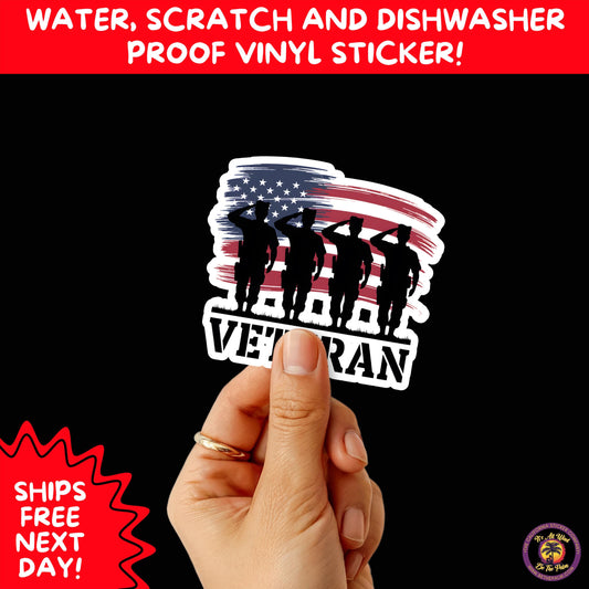 VETERAN STICKERS | Veteran Made Patriotic Vinyl Decals for Military Support, Army Navy Marine Veteran Gifts, American Flag Bumper Sticker