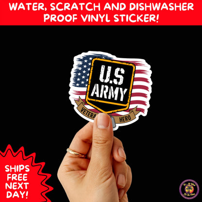 VETERAN STICKERS | Veteran Made Patriotic Vinyl Decals for Military Support, Army Navy Marine Veteran Gifts, American Flag Bumper Sticker