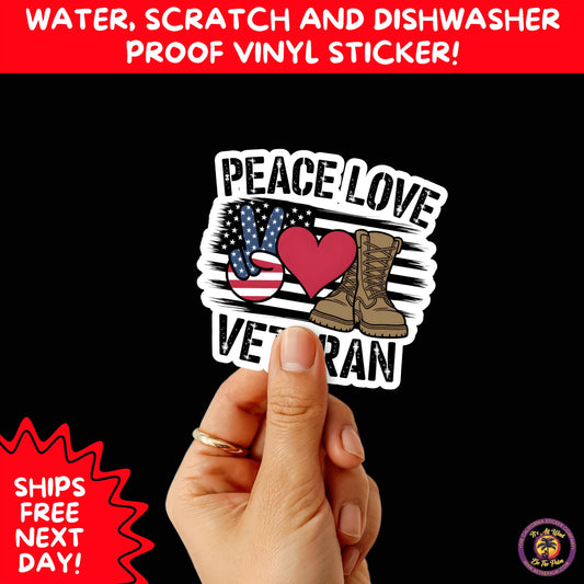 VETERAN STICKERS | Veteran Made Patriotic Vinyl Decals for Military Support, Army Navy Marine Veteran Gifts, American Flag Bumper Sticker