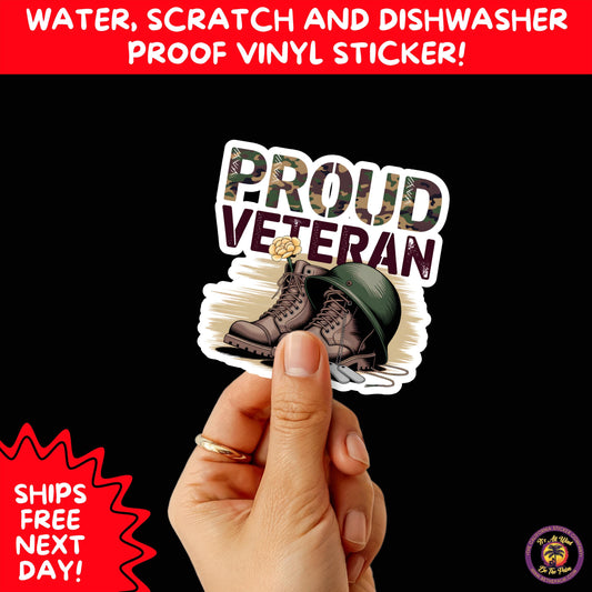 VETERAN STICKERS | Veteran Made Patriotic Vinyl Decals for Military Support, Army Navy Marine Veteran Gifts, American Flag Bumper Sticker