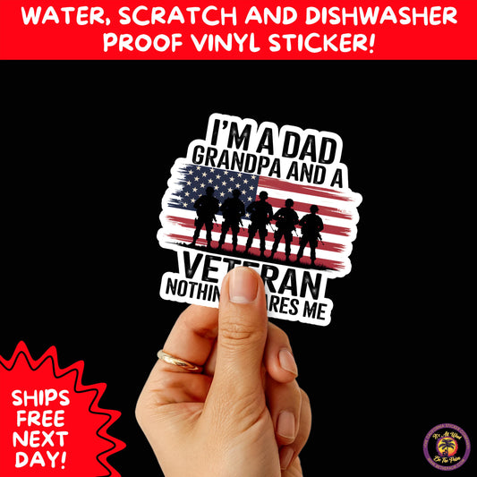 VETERAN STICKERS | Veteran Made Patriotic Vinyl Decals for Military Support, Army Navy Marine Veteran Gifts, American Flag Bumper Sticker