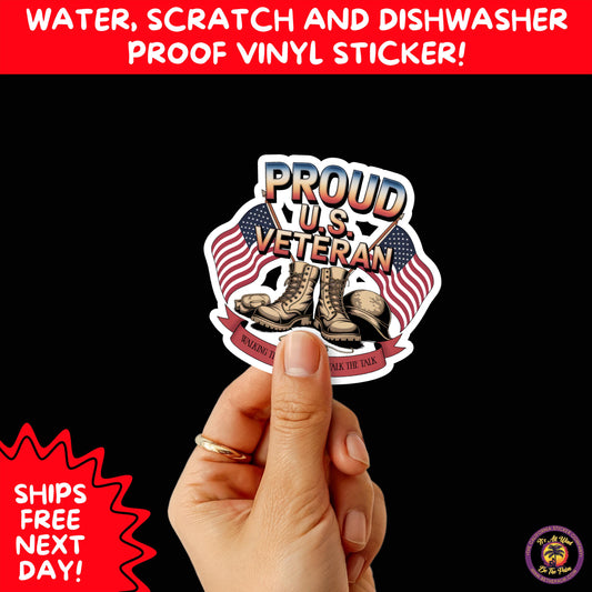VETERAN STICKERS | Veteran Made Patriotic Vinyl Decals for Military Support, Army Navy Marine Veteran Gifts, American Flag Bumper Sticker