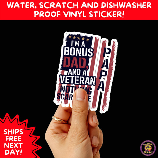 VETERAN STICKERS | Veteran Made Patriotic Vinyl Decals for Military Support, Army Navy Marine Veteran Gifts, American Flag Bumper Sticker