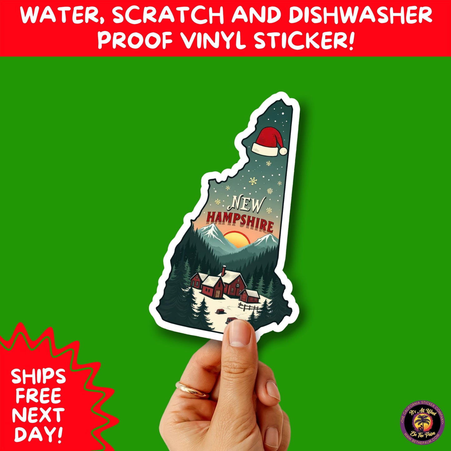 CHRISTMAS STICKER PACK | Festive Holiday Decor Vinyl Stickers Perfect for Journals Gifts Planners Stocking Stuffers Winter for New Hampshire