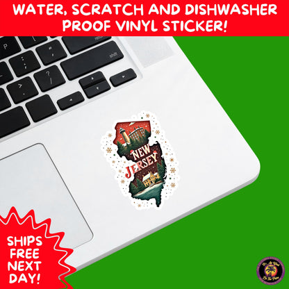 CHRISTMAS STICKER PACK | Festive Holiday Decor Vinyl Stickers Perfect for Journals Gifts Planners Stocking Stuffers Winter for New Jersey