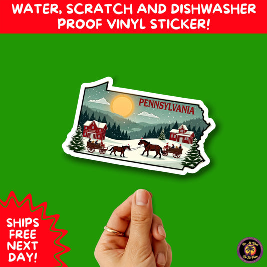 CHRISTMAS STICKER PACK | Festive Holiday Decor Vinyl Stickers Perfect for Journals Gifts Planners Stocking Stuffers Winter for Pennsylvania