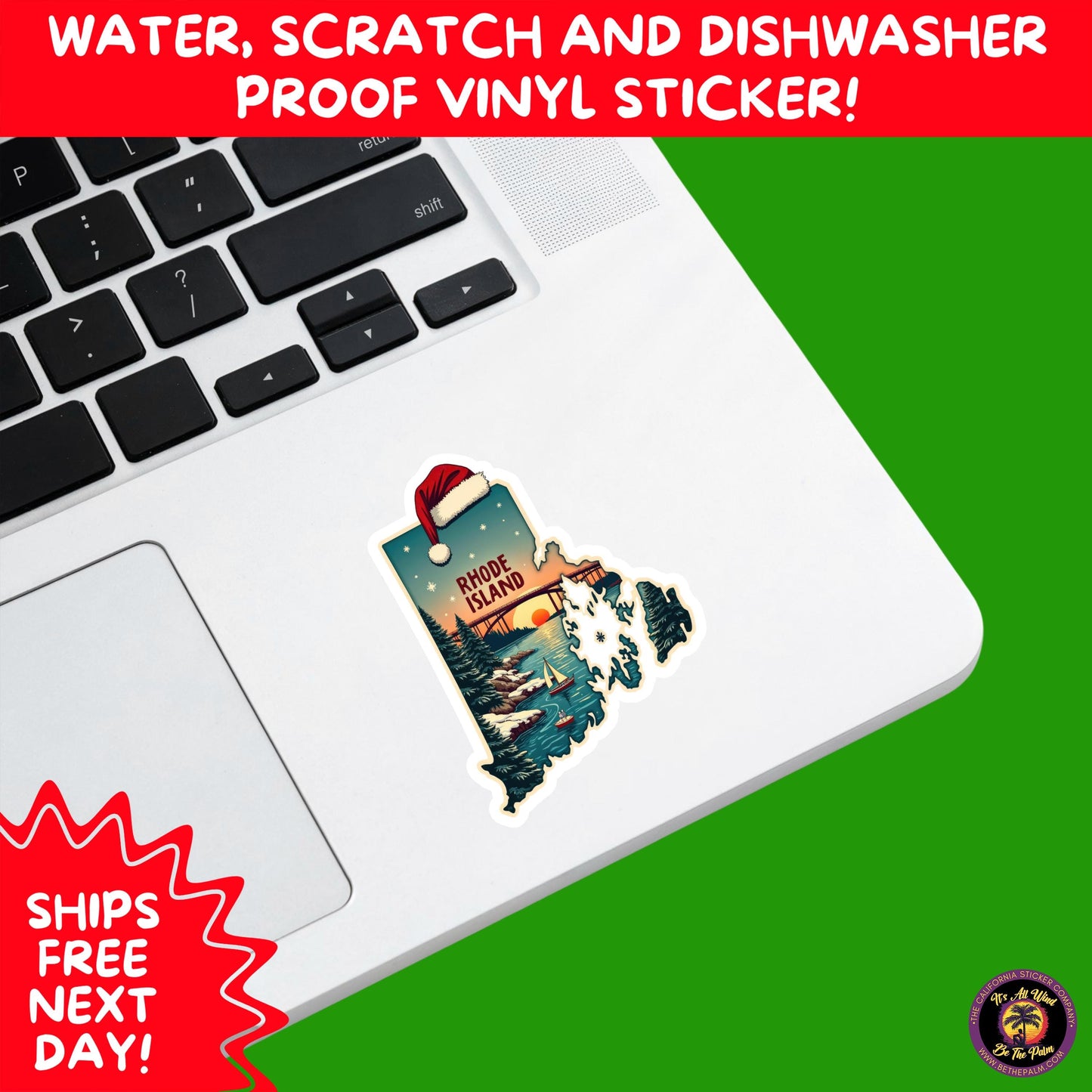 CHRISTMAS STICKER PACK | Festive Holiday Decor Vinyl Stickers Perfect for Journals Gifts Planners Stocking Stuffers Winter for Rhode Island