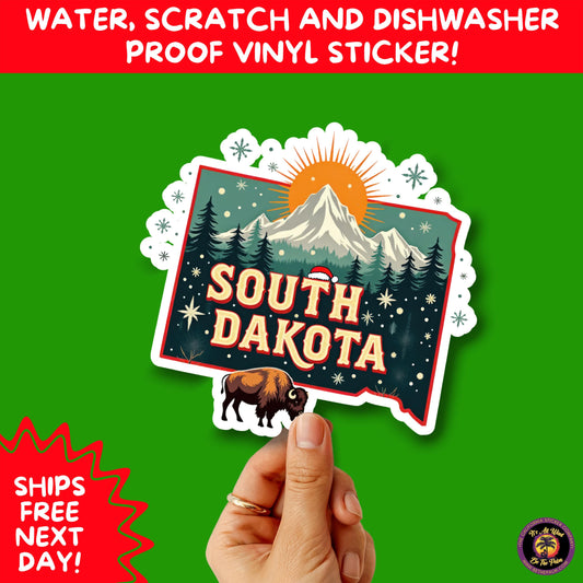 CHRISTMAS STICKER PACK | Festive Holiday Decor Vinyl Stickers Perfect for Journals Gifts Planners Stocking Stuffers Winter South Dakota