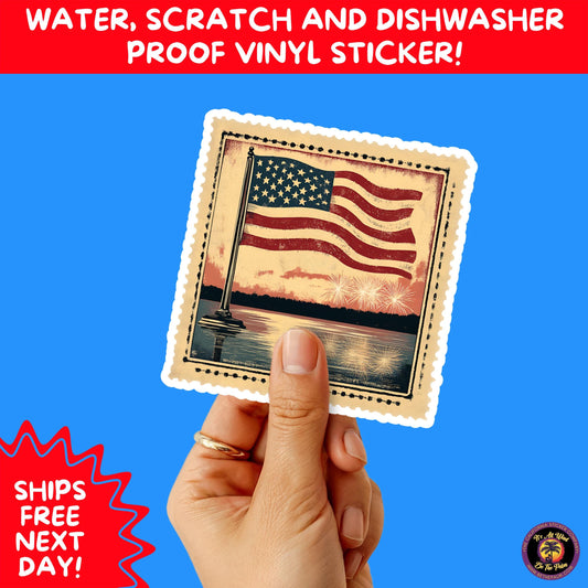 4th of july | sticker pack independence day vinyl decals, usa flag, fireworks, red white blue summer holiday patriotic sticker set