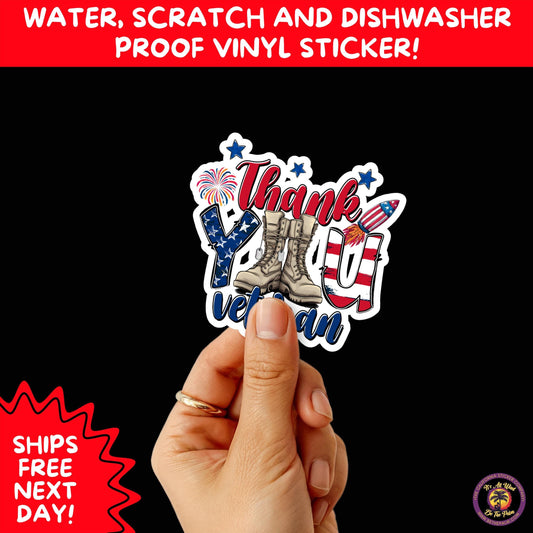 VETERAN STICKERS | Veteran Made Patriotic Vinyl Decals for Military Support, Army Navy Marine Veteran Gifts, American Flag Bumper Sticker