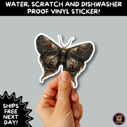 GOTH MOTH STICKERS | Gothic Insect Vinyl Stickers, Dark Aesthetic Stickers for Laptops Journals, Spooky Bug Stickers, Moth Witchy Decor